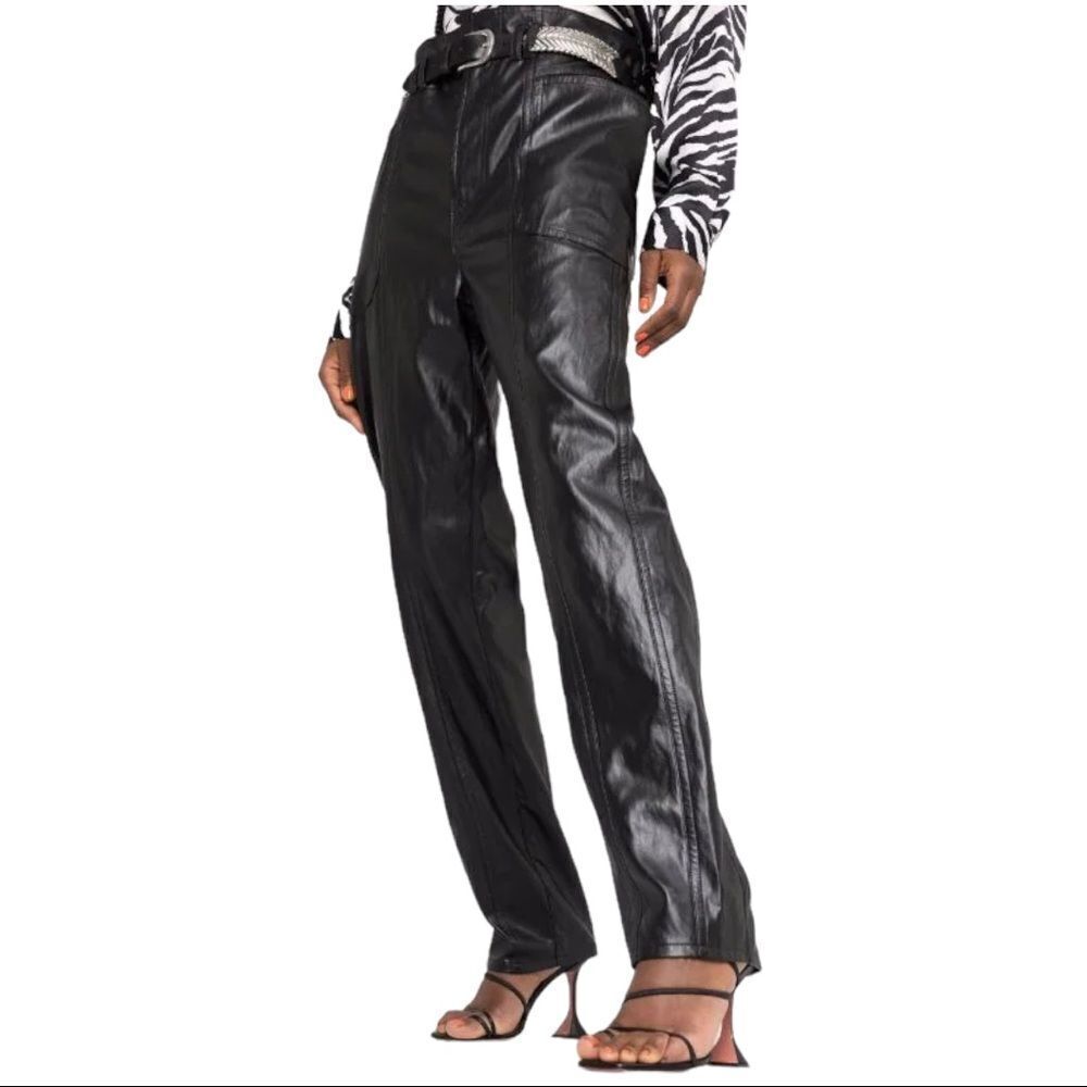 NEW Isabel Marant Etoille Black Tessini Faux Leather Straight Pants Size 36 - Picture 6 of 11
